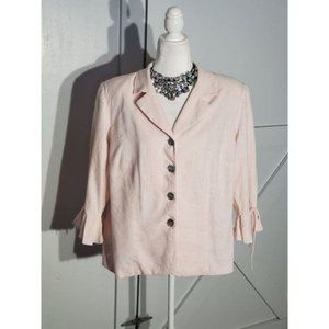 VINTAGE JESSICA HOWARD BLAZER COLOR PINK 3/4 SLEEVE LINEN/RAYON SIZE 16